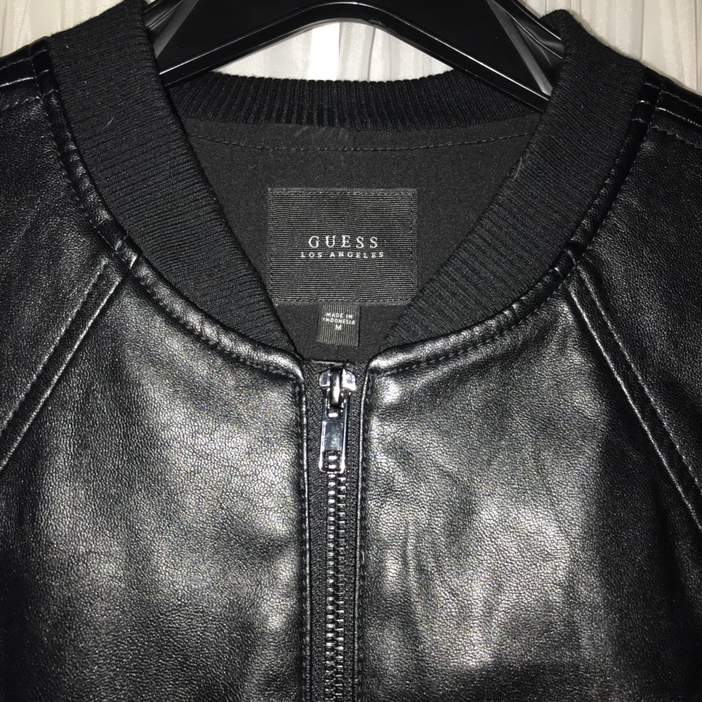 GUESS Faux Leather Bomber Jacket - Picture 6 of 8